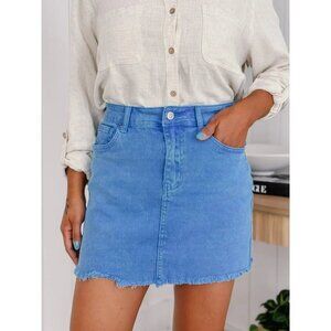 It's About Time Colored Denim Mini Skirt in Ocean Blue